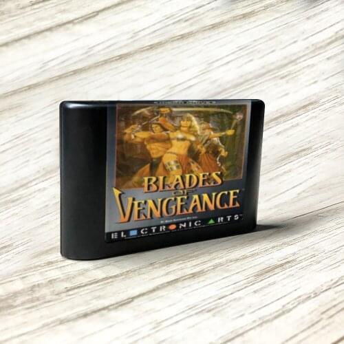 Blades of Vengeance - EUR Label Flashkit MD Electroless Gold PCB Card forSega Genesis Megadrive Video Game Console