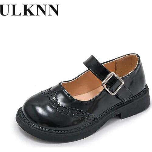 Girls' Single Shoes Autumn 2021 New Baby Princess Shoes Children Peas Shoes Soft Sole Black Summer Show Black Pink Shoe EUR26-37