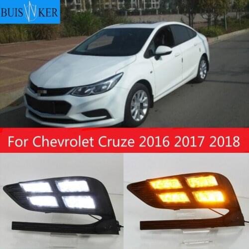 For Chevrolet Cruze 2016 2017 2018 Daytime Running Light fog lamp LED DRL front bumper lamp with Yellow turn signal lamp
