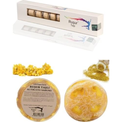 E6 1 Box Ruşur Stone And Ruşur Stone Gold Soap Herby Fiber 100 Handmade 175 G