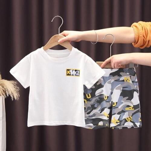 New Summer Children Clothes Baby Boys Girls Fashion Camouflage T Shirt+Shorts 2Pcs/sets Kids Infant Clothing Toddler Sportswear
