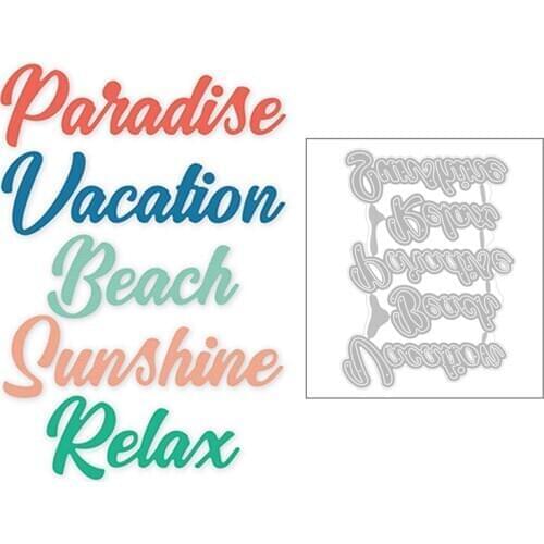 2020 Hot New Word Letter paiadiseVacation Beach Sunshine Metal Cutting Dies Foil and Scrapbooking For Card Making Cut no stamps