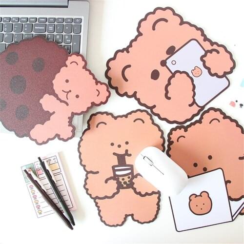 1pc Cute Cartoon Mouse Pad Cute Bear Pattern Table Mat Cup Dining Table Insulation Mat Waterproof Non-slip Desktop Mouse Pad