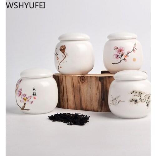 Exquisite mini tea pot ceramic small multi-purpose Pu'er storage flower green tea powder sealed tea bag storage tank