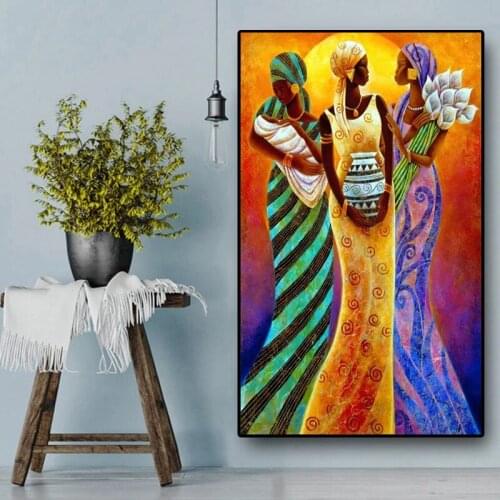 African Woman Portrait Painting on Canvas Wall Art Posters Prints Scandinavian Wall Picture for Living Room Home Cuadros
