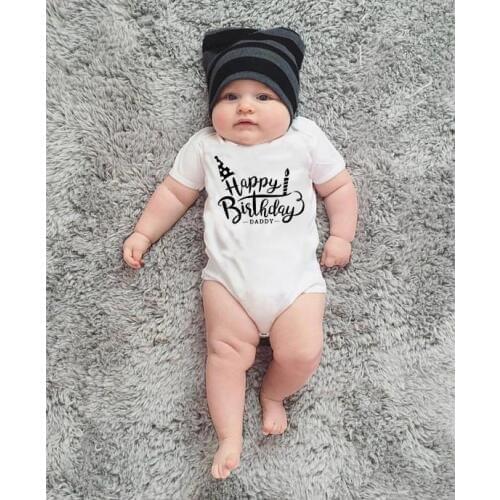 Happy Birthday Daddy Baby Boys Girls Unisex Bodysuits Happy Bithday Daddy Cute Baby Party Present Wear Fashion