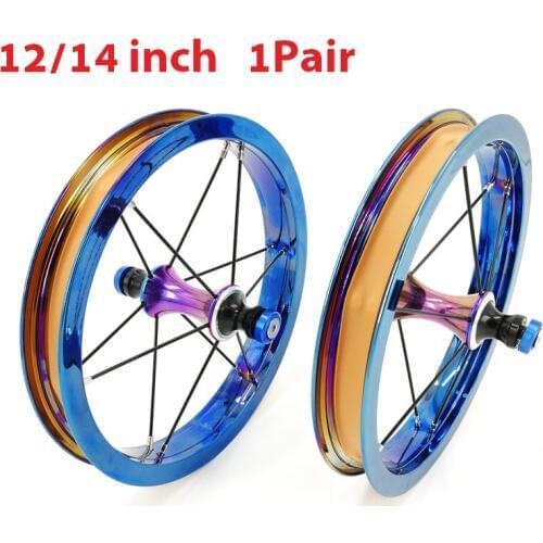 12-14 Inch Childrens Bicycle Wheel Set 85mm 95mm Hubs Balance Child Bike Ultralight Kids Toddler Bike Colorful Wheelset 1 Pair