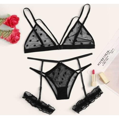 2020 Hot Sexy Lingerie Set Lace Spaghetti Bra Top And Sex G-string Thongs Underwear Women Sex Clothes Mesh Exotic Sets Costumes