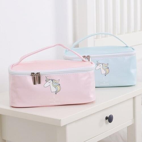 2020 New PU cosmetic bag Women waterproof Flamingo makeup Storage bags travel organizer Toiletry Kits Portable makeup bags