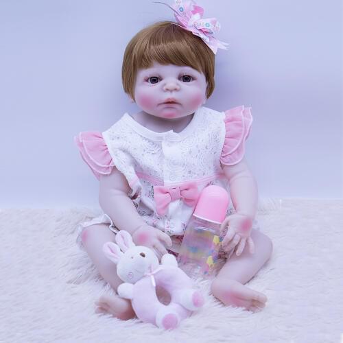 DOLLMAI 55cm all Silicone Reborn Baby Girl Doll Real alive Bebes Reborn Dolls play house Toys For Girls Birthday Christmas Gift