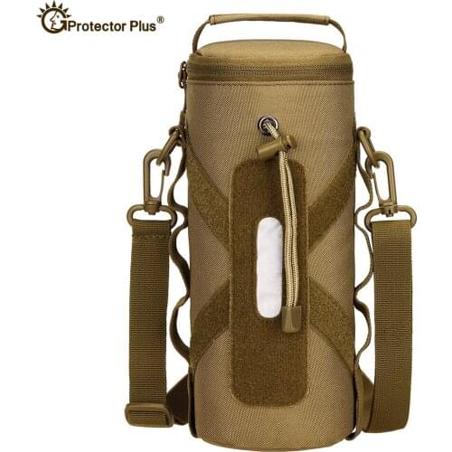 Upgraded Tactical Molle Water Bottle 1000ml Pouch Military Outdoor Travel Hiking Drawstring Zipper Water Bottle Holder Kettle
