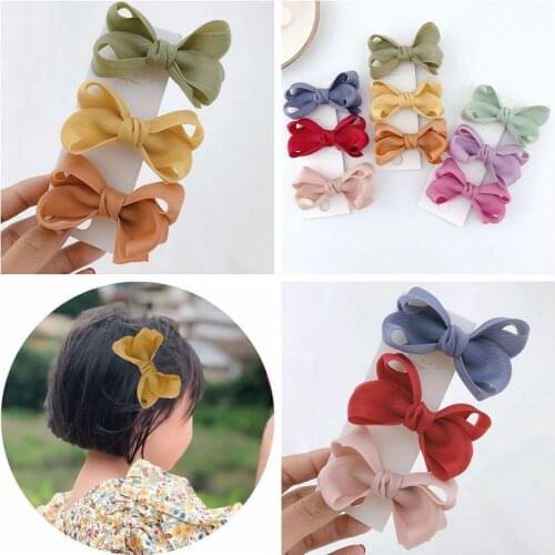 Boutique 10pcs Fashion Cute Ribbon Bow Hairpins Solid Color Bowknot Alligator Clips Princess Headwear Hair Accessories for Girls