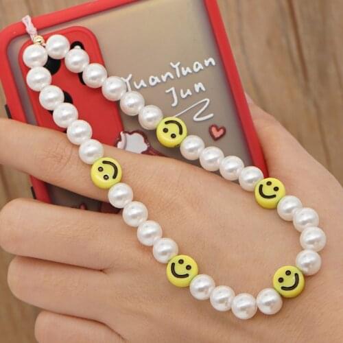 New Colorful Smile Beads Chain Lanyard Strap Cord for Mobile Phone Anti-Lost Chain for Women Cellphone Accessories