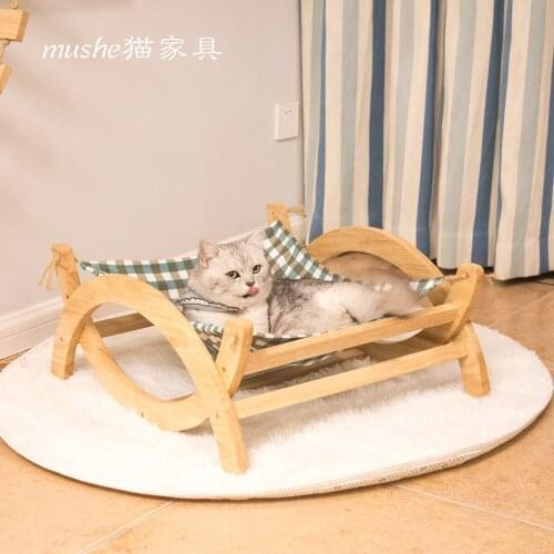 Solid Wood Four Seasons Universal Cat Litter Cat Bed Wooden Frame Cat Litter Cute Breathable Removable Kennel Pet Supplies