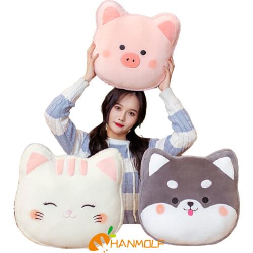 1pc 40*40cm Cute Stuffed Cartoon Animal Pillow PP Cotton Filled Round Head Cushion For Chair Indoor Floor Children Gift