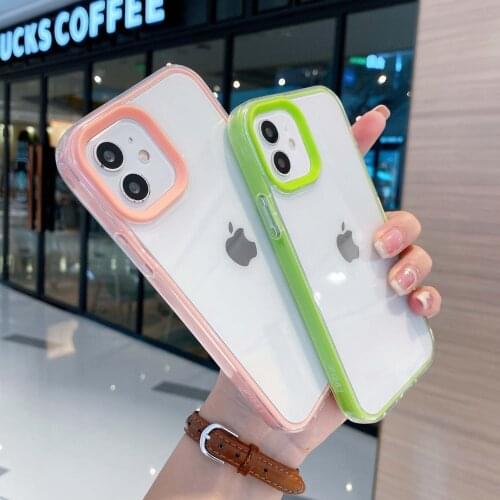Shockproof Candy Color Phone Cases for iPhone 12 11 Pro Max Mini Soft Silicon Back Cover Case for iPhone XR X XS Max 7 8 Plus Se