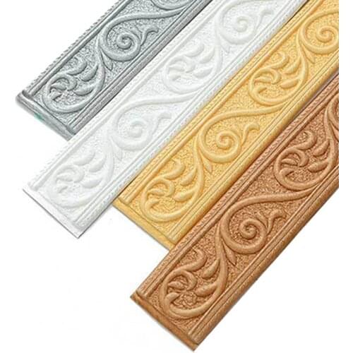 3D Wall Trim Line Skirting Border Self Adhesive Waterproof Baseboard Wallpaper Wall Sticker For Living Room Home Decoration