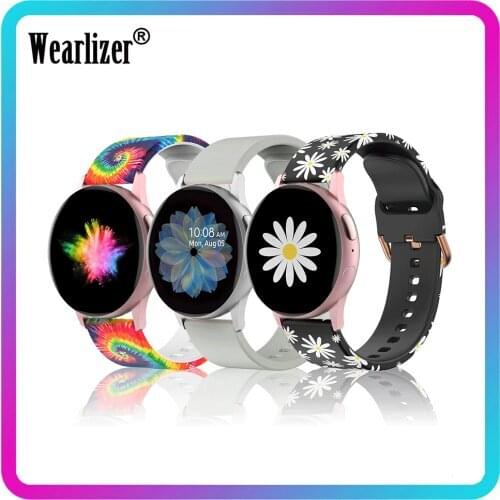 Wearlizer Printing Silicone Watch Strap for Samsung Galaxy Watch 3 41mm Silica Gel Bracelet for Samsung Galaxy Active 2 40mm