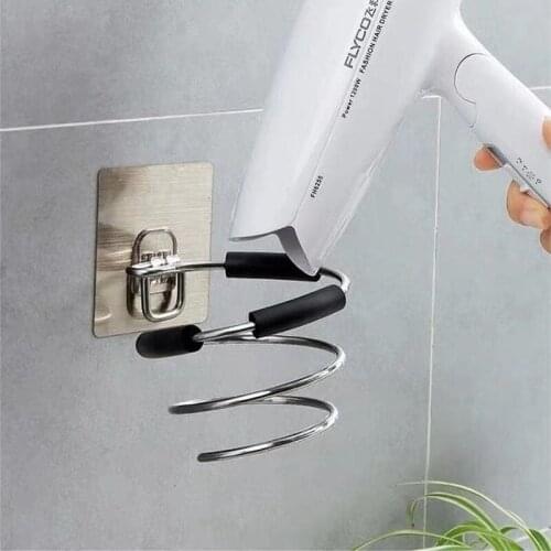 1Pcs Home Spiral Hair Dryer Holder Stainless Steel Hair Blower Bracket Blower Shelf Rack Bathroom Accessories