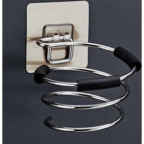 Spiral Wall Mounted Hair Dryer Holder Free Punching Bathroom Toilet Bedroom Storage Rack Hair Salon Designer Concise ToolStorage