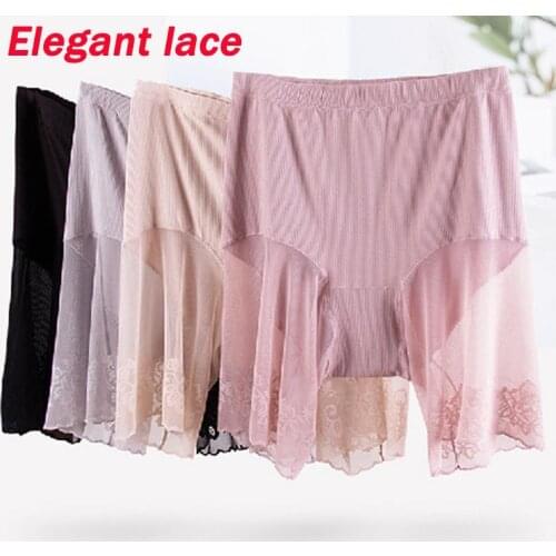 Plus Size Shorts Under Skirt Sexy Lace Anti Chafing Thigh Safety Shorts Ladies Pants Underwear Large Size Safety Pants Women