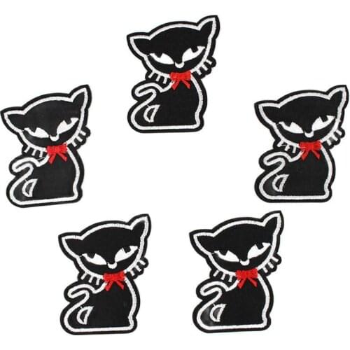 10pcs/lot Cartoon Cat Patches Iron On Embroidered Cute Animals Stickers Handmade Sewing Patchwork Bags Jean Applique Patches