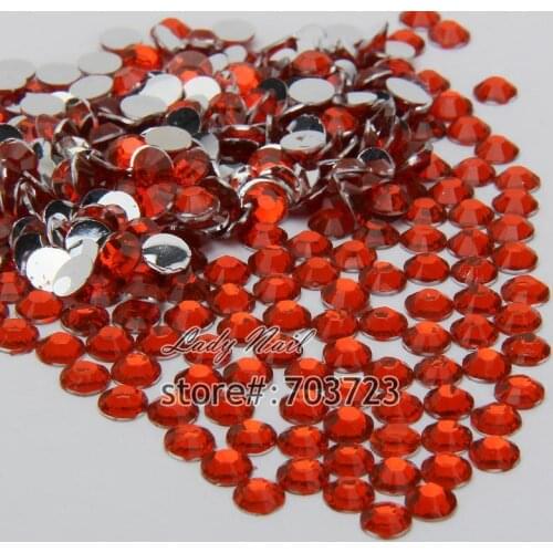 1000pcs 3D Nail Art Tips SS6 2mm Resin Flat back Rhinestone Beads not hotfix for DIY Nails Art Phone Case Light Red N04