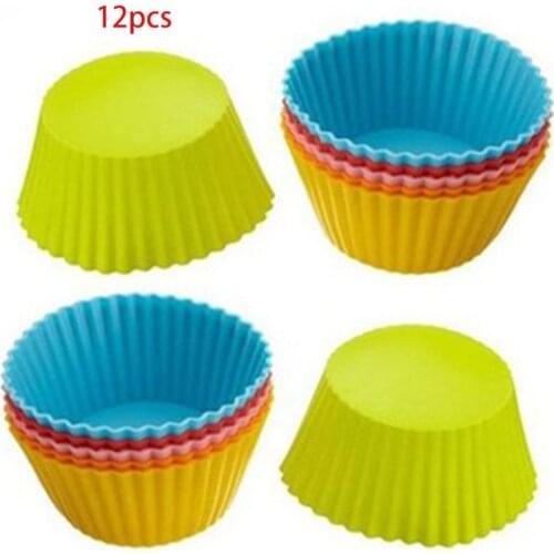 12pcs Silicone Cake Mold Round Muffin Cupcake Liner Dessert Baking Chocolate Cup Q1JA