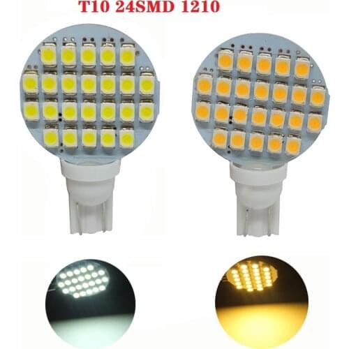 2PCS T10 194 168 W5W 1210 3528 G4 24 LED 24SMD 12V DC Warm White Cool White Auto Bulbs Replace Lights Spotlight Bi-pin LED Lamp
