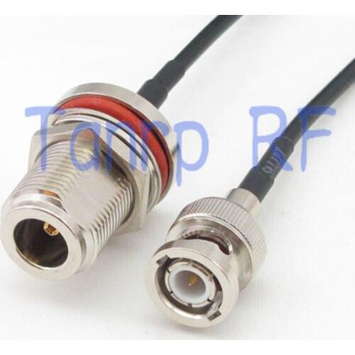 8in N female with nut bulkhead to BNC male plug RF connector adapter 20CM Pigtail coaxial jumper cable RG174 extension cord