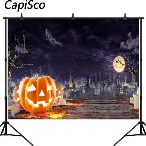 Capisco Halloween Photography Background Cemetery Evil Ghost pumpkin Scary Graveyard backdrop party Decoration Photo Studio Prop