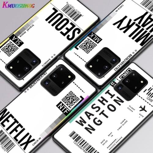 Fashion Travel Air Ticket For Samsung A01 02 02S 11 12 21 21S 22 31 32 41 42 51 72 S20 Ultra Plus 4G 5G Black Soft phone Case