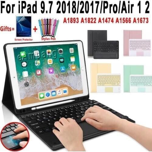 Case Touchpad Keyboard For iPad 9.7 2018 2017 Pro Air 2 6th 5th Generation Cover Pencil Holder Soft Silicone Trackpad Keyboard