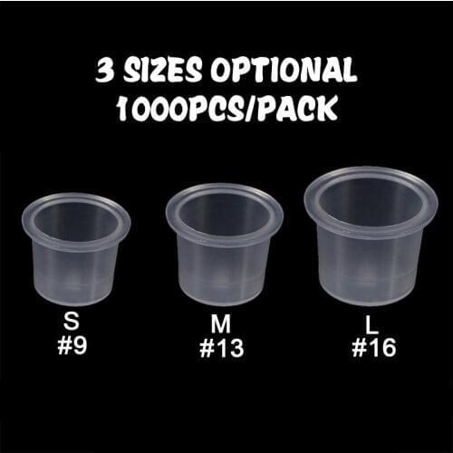 Tattoo Ink Cups 1000PCS/PACK 11mm 14mm 17mm White Steady S M L Size Clear Tattoo Ink Cup Cap Supply For Tattoo Inks 4.8