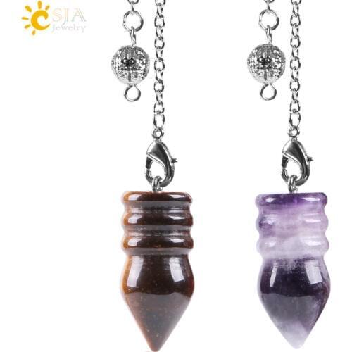 CSJA Natural Fortune-telling Pendulum for Dowsing Lapis Lazuli Pendant Pendulum Chakra Healing Crystal Pendule Radiesthesia E642