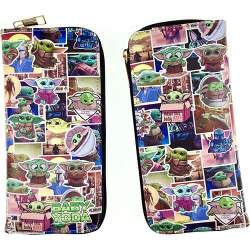 Disney 2021 New Star Wars Master Yoda Long Zipper PU Wallet Baby Yoda Coin Purse Card Case Clutch