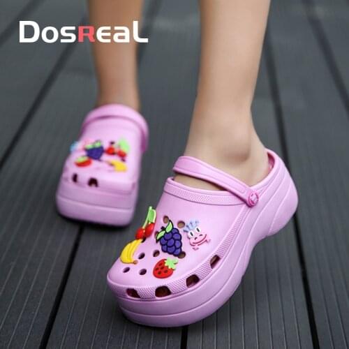 DOSREAL Womens sandals red thick-soled girls garden shoes summer ladies casual heightening sandals hollow shoes beach shoes