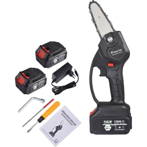 Mini Electric Chainsaw Portable Cordless Handheld Pruning Saw 21V Battery Woodworking Machine Home Garden Trimming Power Tool