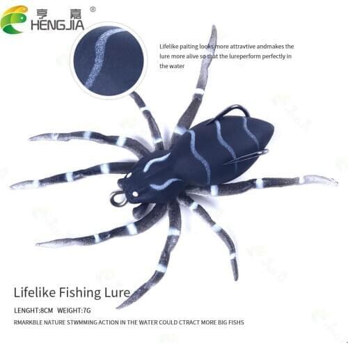 HENGJIA 1pcs Spider Soft Bait pesca 8cm 7g Silicone Bait Artificial Softbait Lures Weedless Fishing Lure with Realistic Design
