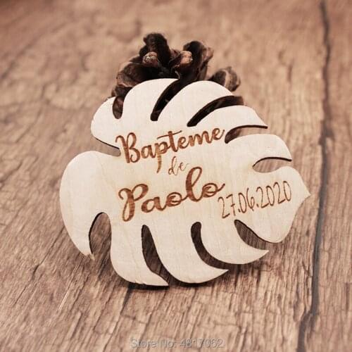 Custom Baby Shower Gift , Save The Date Palm Leaf , Wedding Favors, Baby Shower Favors