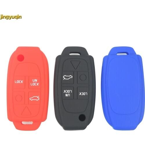 Jingyuqin 3/4/5 Buttons Folding Flip Silicone Key Case for Volvo S80 S60 V70 XC70 XC90 D05 Car-styling