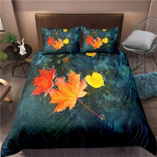 Leaf Print Bedding Set 3D Luxury Duvet Cover Set King size Comforter Set Bedclothes With Pillowcase Queen Bed Set