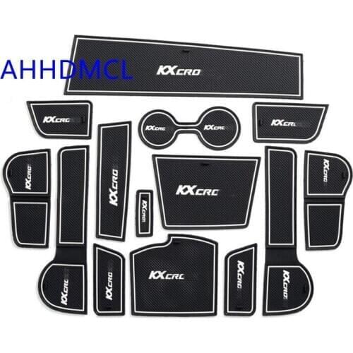 Car Door Gate Slot Mats Cup Pad Mats For Kia KX Cross With Armrest Box Edition 2018 2019