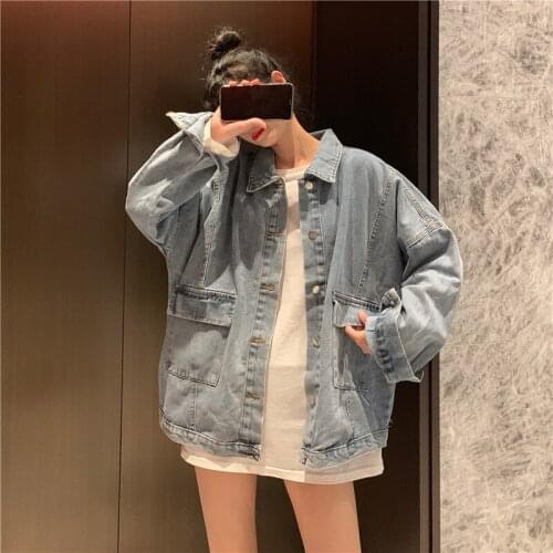 New spring Korean style loose bf all-match student denim jacket women