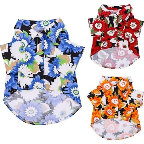Pet Summer Short Sleeve Printed Shirt Hawaii Style Costume Cool Breathable Chiffon Casual Clothes For Small Medium Dogs