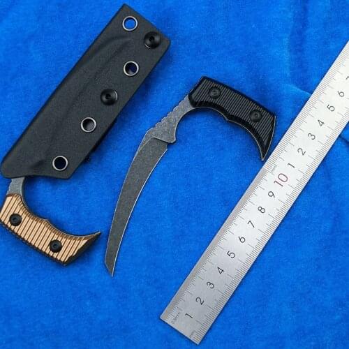LEMIFSHE L051 D2 Blade Aviation Aluminum Handle Fixed Blade Hunting Tactical Knife KYDEX Sheath Survival EDC Tool