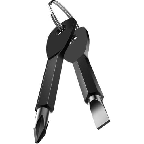 Stainless Steel Mini EDC Multifunction Screwdriver Key Shape Slotted Screwdrivers Keychain Pocket Repair Tool