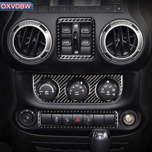 Carbon Fiber Interior Car Window Switch Air Conditioning Decoration Frame Stickers for Jeep Wrangler JK 2011-17 accessories