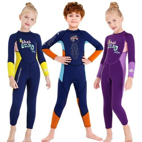 Dive&Sail 2.5MM Neoprene Wetsuits for Kids Swimming Diving Suit Keep Warm Protective Girls Boys Beach Surf Jellyfish Skin Winter