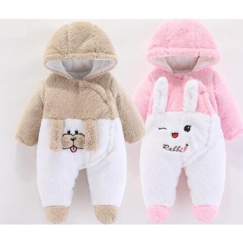 New Winter Infant Clothing Overalls Thick Fluff Baby Rompers For Baby Girls Jumpsuit Warm Costume Newborn Baby Boys Clothes